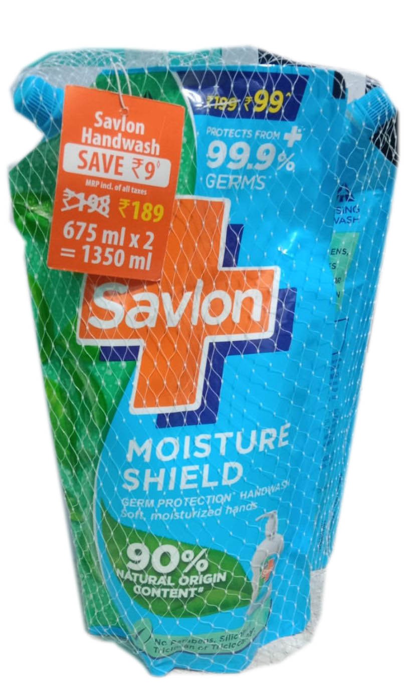 Savlon Moisture Shield  Handwash,Refill Combo Pack-675ml | Pack of 2 